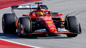 Formula 1 2025 race car speeding on track during Grand Prix